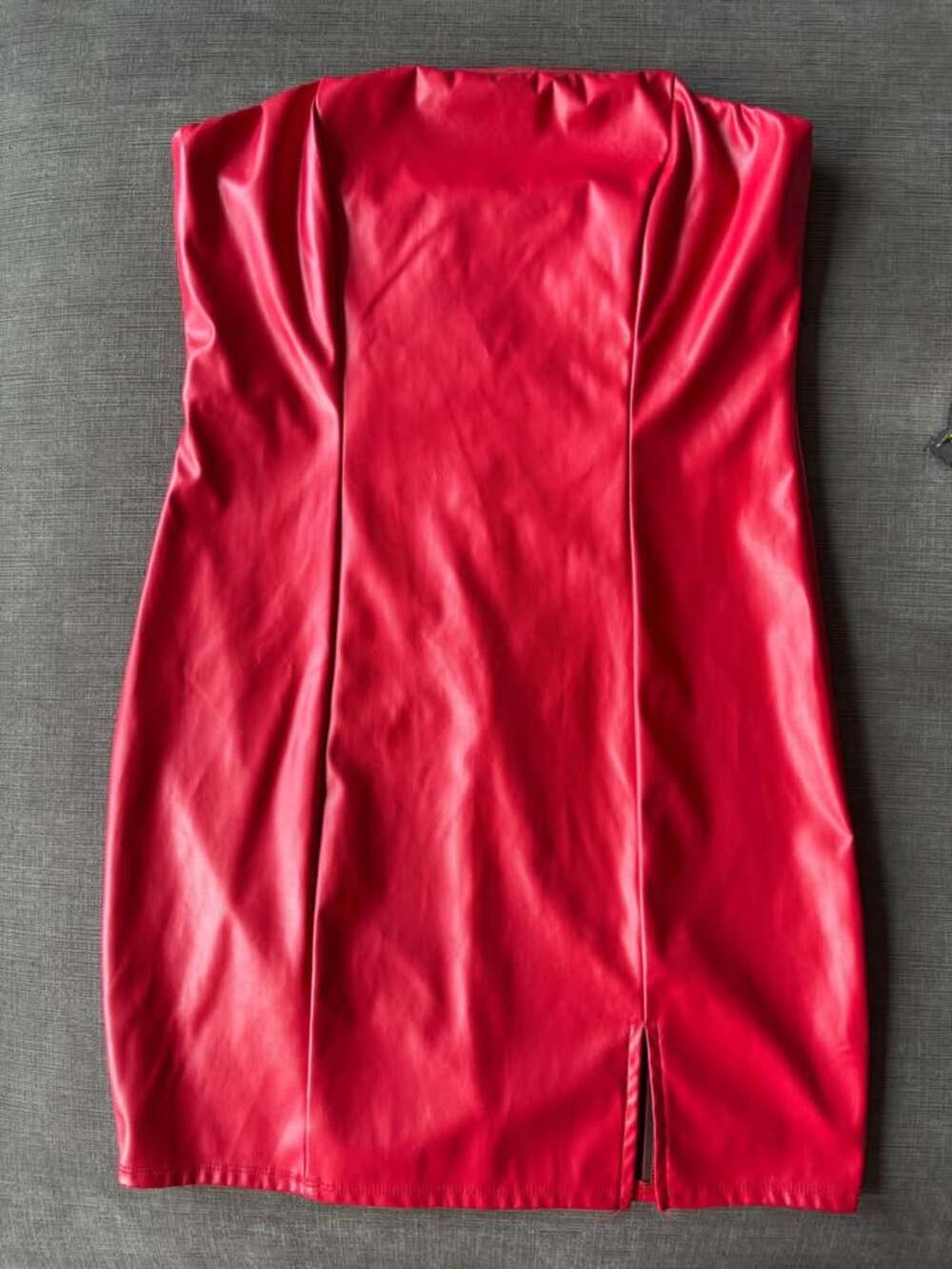 Windsor Red Faux Leather Strapless Mini Dress Size Small Bodycon Clubwear